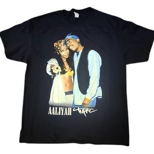 Tupac and aaliyah hiphop tshirt 2pac unisex pop